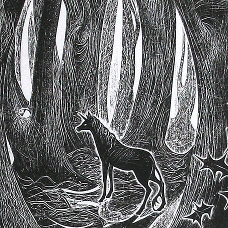 Flora McLachlan 'The End of Winter' limited edition collograph  unframed, mounted 28x28cms