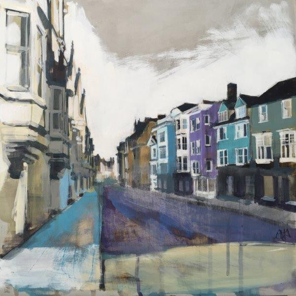 Camilla Dowse 'High Street Low Sun II (Oxford High Street)' acrylic on gesso 30x30cm
