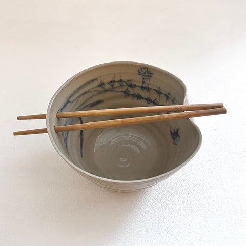 Charlie Clarke 'Noodle Bowl - Bee & Lavender Design' ceramic 9x17cm