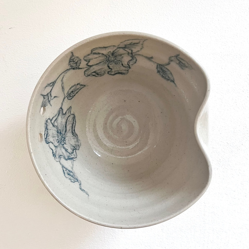 Charlie Clarke 'Noodle Bowl - Floral Design' ceramic 9x17cm