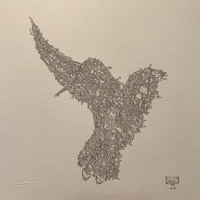 Damilola Odusote 'Bird Map' Ink on paper 23x23cms £660