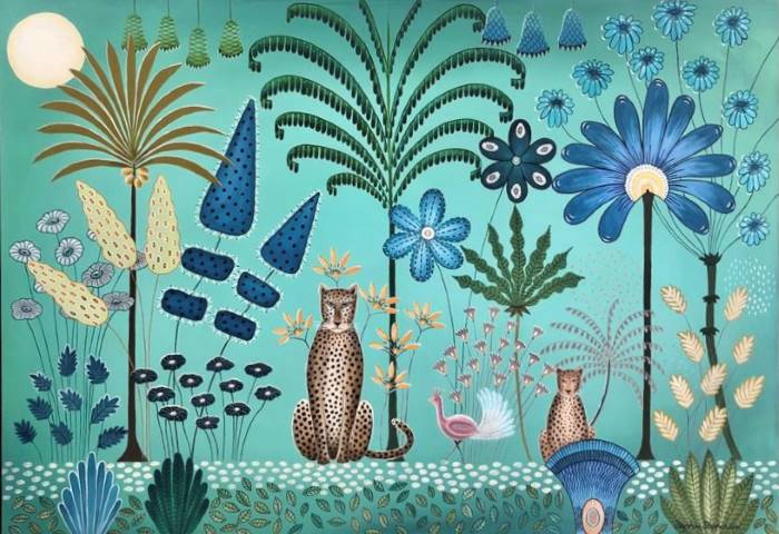 Leopards in moonlight by Daphne Stephenson at Iona House Gallery