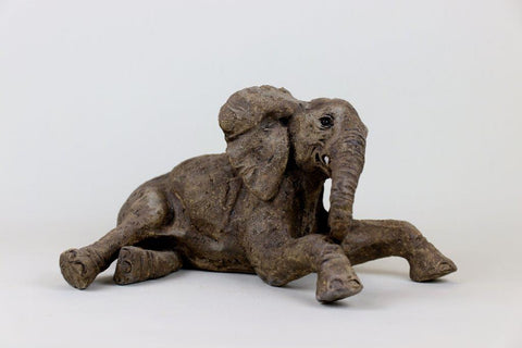 Julie Wilson 'Lying Elephant' ceramic 19x26x33cm