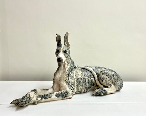 Elaine Peto ‘Lying Lurcher II’ ceramic H19cm