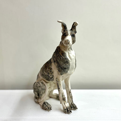 Elaine Peto ‘Sitting Lurcher’ ceramic H31cm