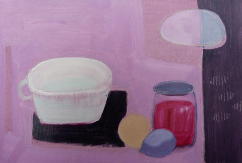 Fiona MacRae 'Magenta Jelly' oil on paper 15x24cm (framed 32x4cm)