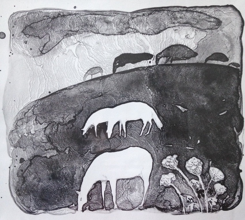 Horses in  field by Flora McLachlan at Iona House Gallery