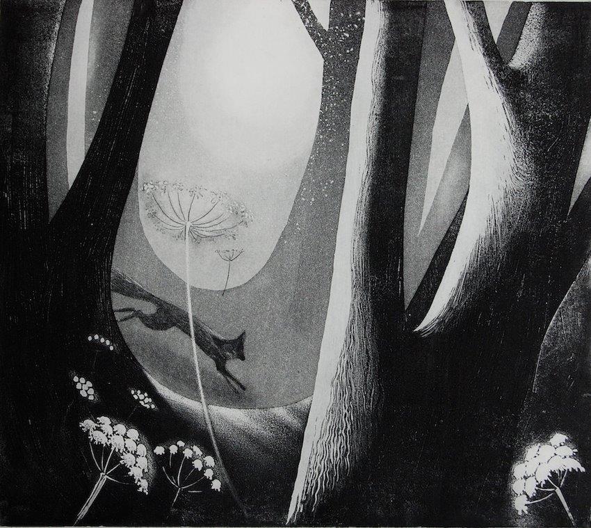 Fox in a forest by Flora McLachlan at Iona House Gallery