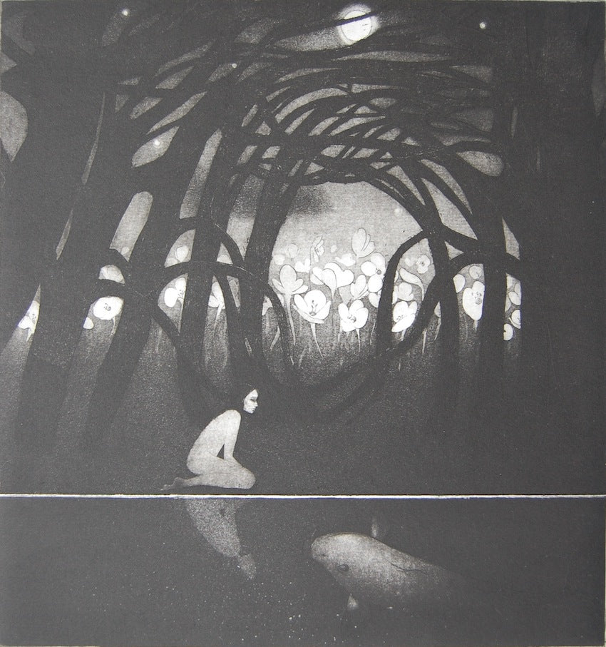 Mysterious forest scene by Flora McLachlan at Iona House Gallery