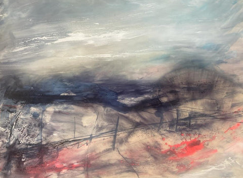 Frances Ackland-Snow 'Spirit Mountain' mixed media 30x40cm