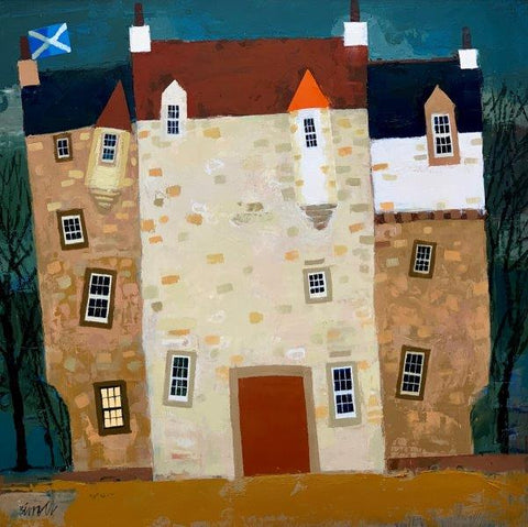 George Birrell 'Castle Merry' oil on board 41x41cm