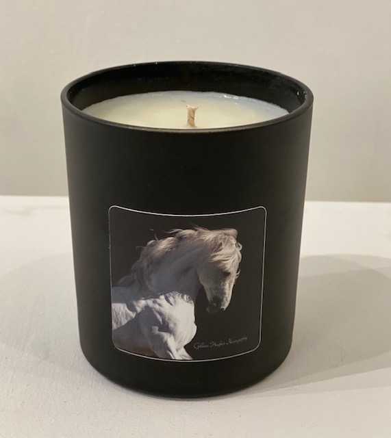 Gillian Hughes 'Candle with Stallion' Velvet rose & Oud H8cm D9.5cm