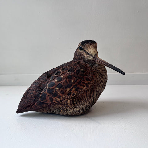 Karen Fawcett 'Woodcock Sitting' ceramic 13x17x10cm