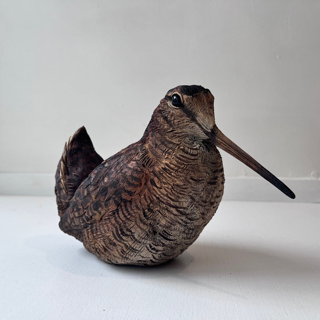 Karen Fawcett 'Woodcock Sitting' ceramic 13x17x10cm