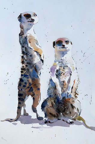 Jake Wnkle 'Looks Out' watercolour 48x33cm
