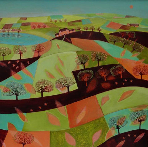 Jan Phethean 'The House of Whispering Leaves' acrylic on board 60x60cms