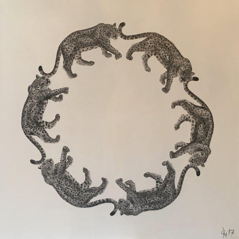 Jodie Glen-Martin 'Leopard Circle' acrylic on canvas 76x76