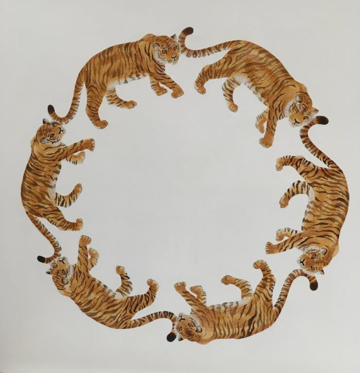 Jodie Glen-Martin 'Tiger Circle' 76x76cm acrylic on canvas