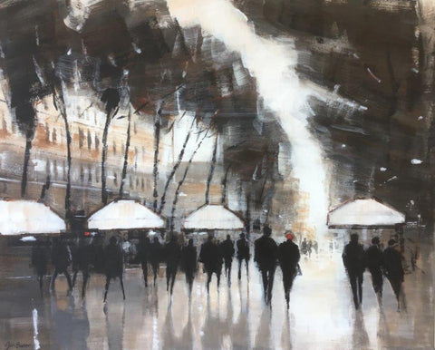 Jon Barker 'Las Ramblas, Barcelona' acrylic on canvas 80x100cm