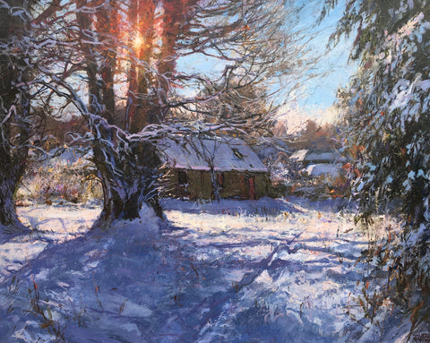 Jonathan Mitchell 'After Heavy Snow, Glamis Estate' oil on board 35x46cm (framed 55x66cm)