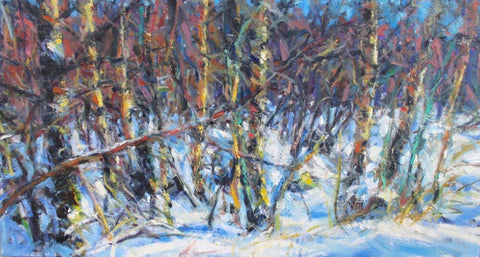 Jonathan Shearer 'Rowan and Birch Wood, Blackwater' oil on canvas 53x98cm
