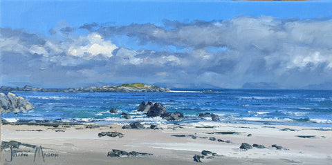 Julian Mason  'Eilean Annraidh, Iona' oil on canvas 20x40cm 37x57cm (framed)