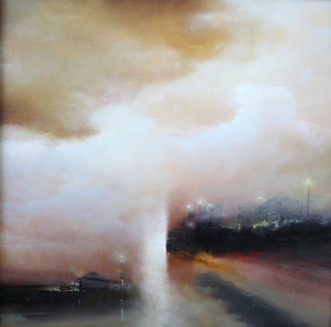 Julie Ellis 'Waterway Light' oil on panel 60x60cm
