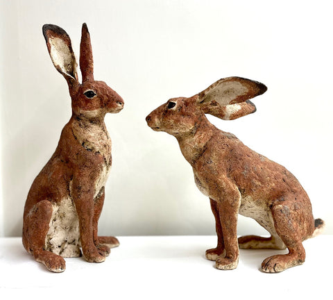 Julie Wilson 'Kissing Hares' ceramic H41xW15xD18cm