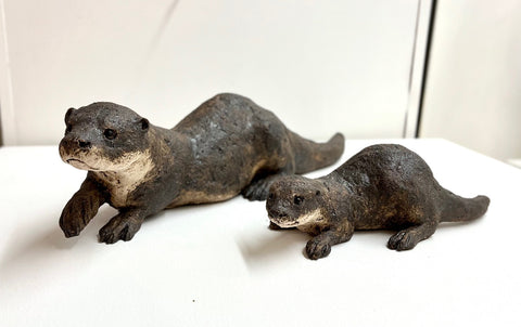 Julie Wilson 'Otter and Cub' ceramic 56x30cm