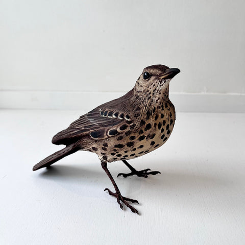 Karen Fawcett 'Mistle Thrush' ceramic 15x15cm