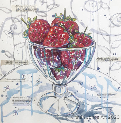 Kirsten Jones 'Strawberries' limited edition print 24x24cm