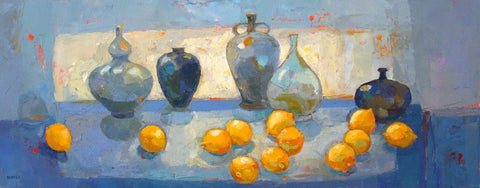 Kirsty Wither 'All Scattered' oil on canvas 31x76 cm