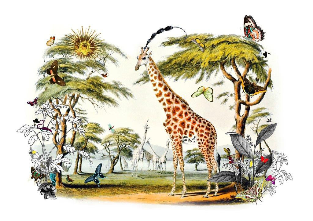 Kristjana S Williams 'Giraffe Gardur' archival giclée print edition 30x42 cm