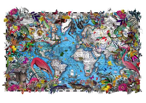 Kristjana S Williams 'Water World Art Print' ltd ed map unframed 84.1x54cms