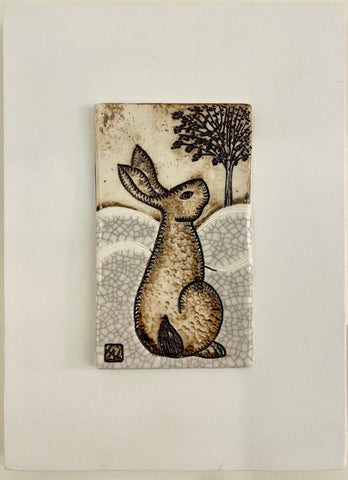 Lesley Nason ‘Hare II’ ceramic wall plaque H22x16cm