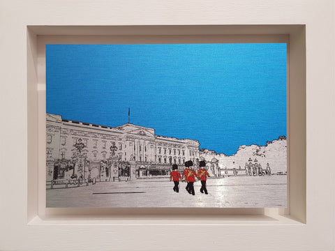 Michael Wallner 'Little London Buckingham Palace Soldiers' photograph on brushed aluminium 16 x 25 x 4 cm, edition of 30