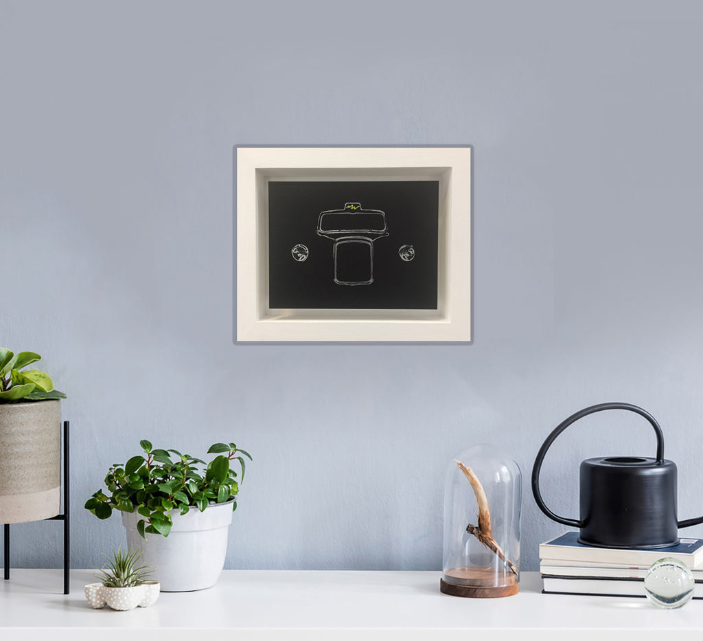 Black taxi cab on aluminium by Michael Wallner at Iona House Gallery