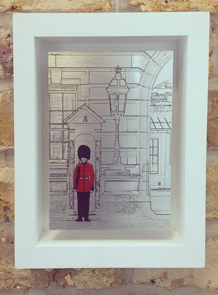 Red soldier in niche photograph on metal by Michael Wallner at Iona House Gallery