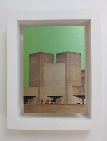 Michael Wallner 'National Theatre' green photograph on brushed aluminium 26x 15 x 5 cm, edition of 25