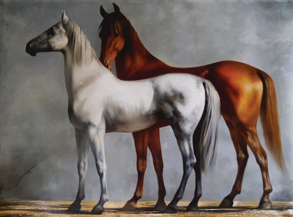Liubov Bazanova  'Pround Grey and Chestnut' Oil 69.5cm x 94cm