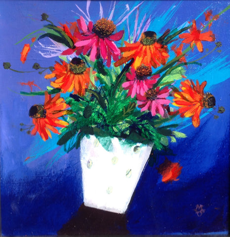 Mairi Stewart 'Mixed Bunch' acrylic on board 25x25cm (unframed) 43x43cm (framed)