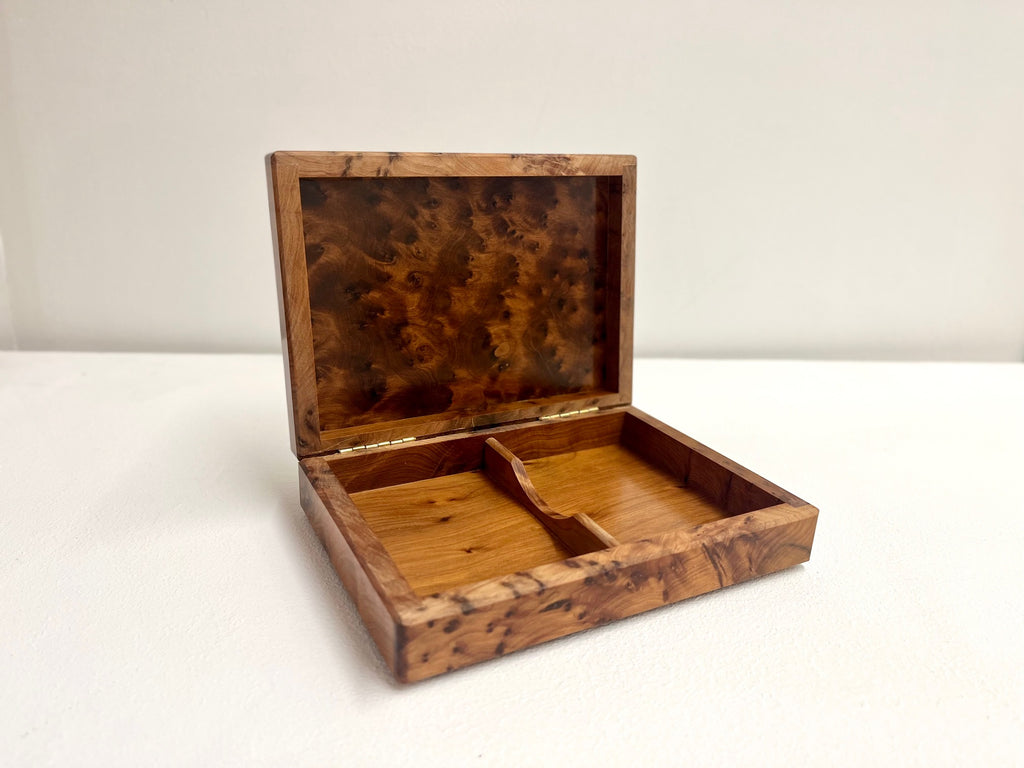 Maria Santos ‘Rippling Water Card Box’ thuya wood and pewter 15x12x4cm
