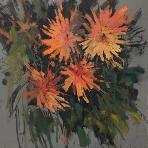 Martin Kinnear 'Memories should burn like embers' oil on canvas 100x100cm