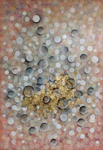 Meltem Quinlan 'Happiness Series, Bubbles' mixed media on canvas 100x70cm