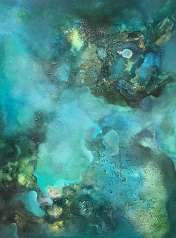 Meltem Quinlan 'Under the Sea Series, Turquoise' 101x76cm Oil on Canvas