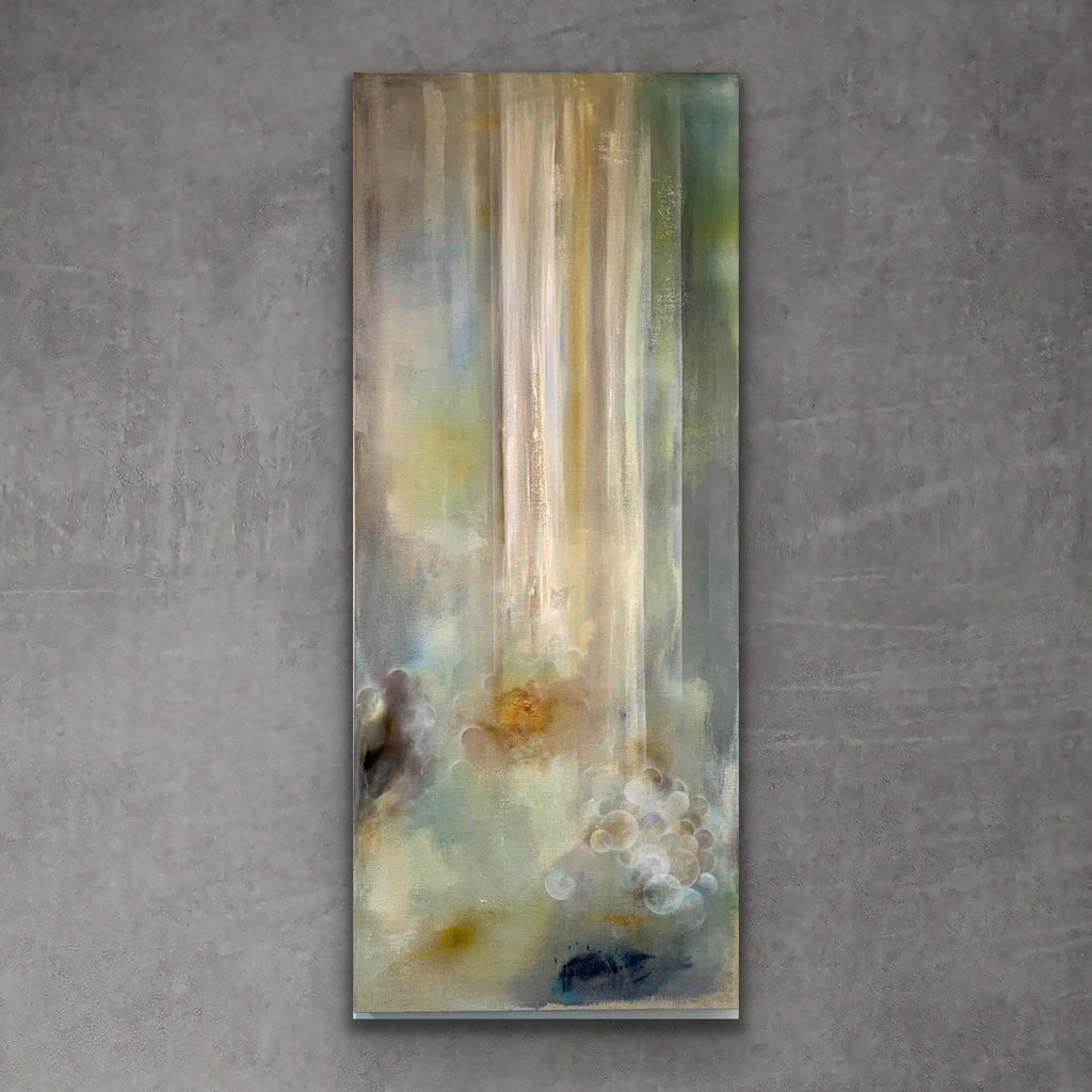 Abstract waterfall painting by Meltem Quinlan at Iona House Gallery
