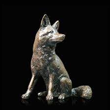 Keith Sherwin 'Fox Sitting' limited edition bronze sculpture H7cms