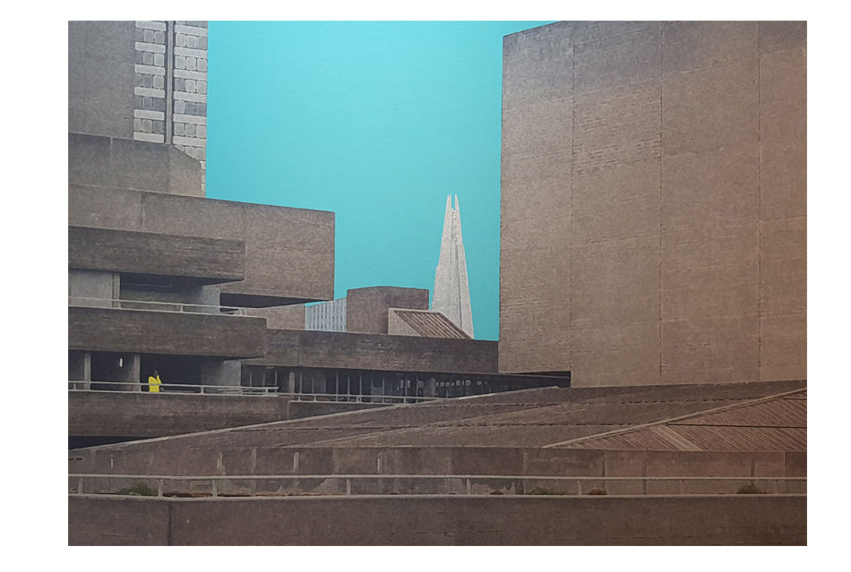 Michael Wallner 'National Theatre (blue sky)' brushed aluminium print Ltd edition of 30 18x14x5cms