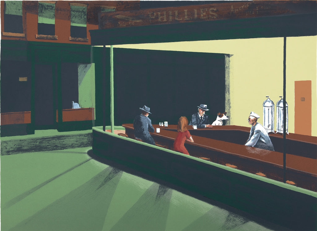Mychael Barratt 'Edward Hopper's Dog - Nighthawks' limited edition print 50x66cm (unframed)