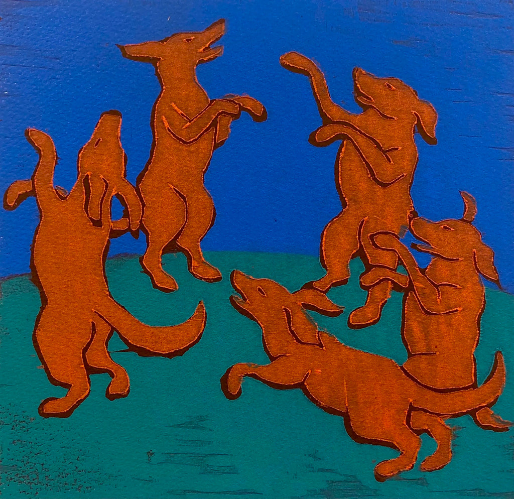 Mychael Barratt 'Matisse's Dogs' limited edition print 22x22cm